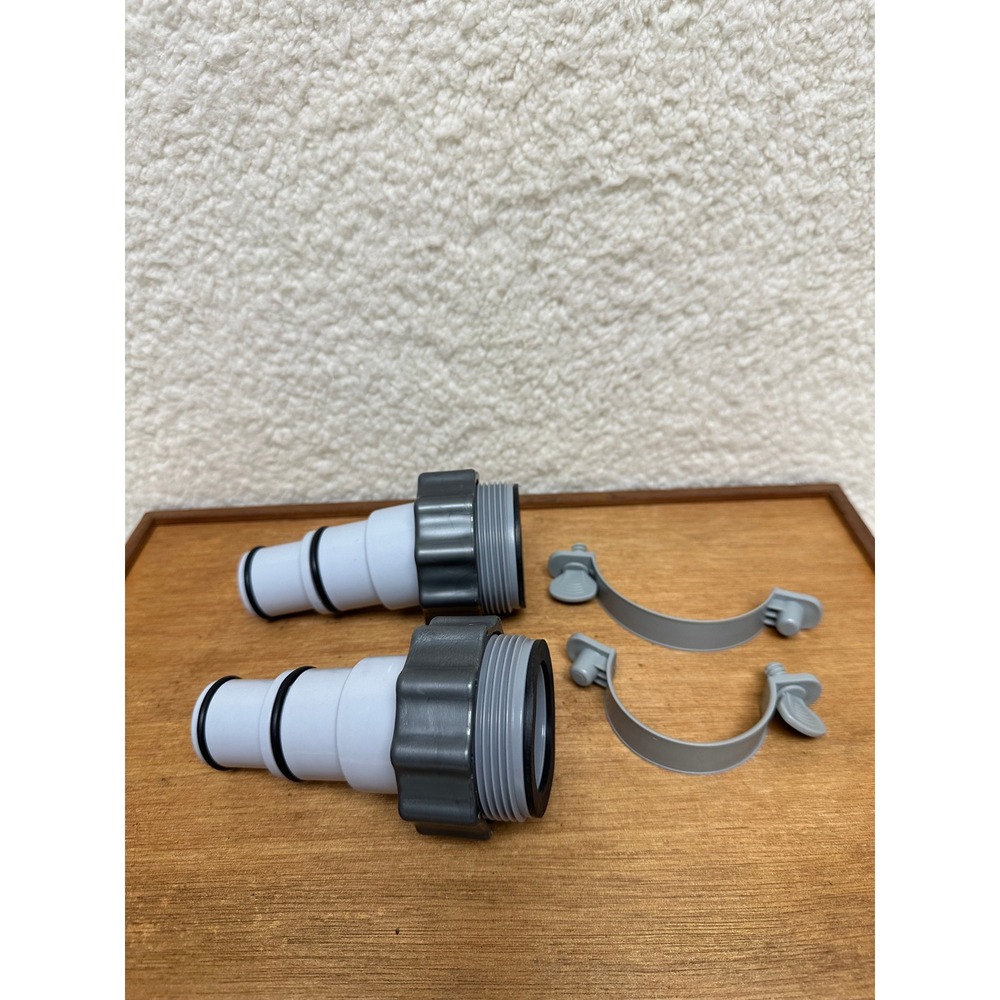 Generic Pool Hose Adapter 4pcs Set Threaded Pump Connectors with Clamps